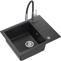 Quadron Peter waschbecken mit wasserhahn schwarz/stahl HCQP6250CZK_3922505BSBL