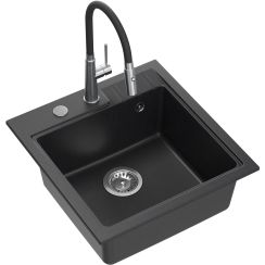 Quadron Peter waschbecken mit wasserhahn schwarz/stahl HCQP5052CZK_3922505BSBL
