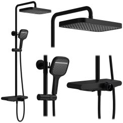 Rea Bari Duschset Wandmontage mit Regenbrause schwarz REA-P0891