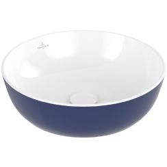 Villeroy & Boch Artis umywalka 43x43 cm okrągła nablatowa biały-niebieski Deep Ocean 417943BCS4