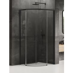 New Trendy Prime Black Dusche 80x80 cm halbrund schwarz Matte/durchsichtiges Glas K-3556