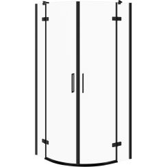 Cersanit City Dusche 80x80 cm halbrund schwarz Matte/durchsichtiges Glas S584-072