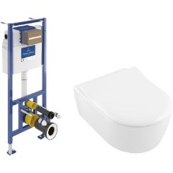 Satz toilettenschüssel Villeroy & Boch Avento 5656R001, unterputzrahmen Villeroy & Boch ViConnect 92099600, 9M87S101