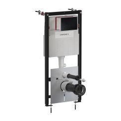 Omnires Strongframe WC-Vorwandelement mit Betätigungsplatte in der hängenden Schüssel STFWCECO1MRBLM