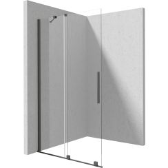 Deante Prizma Begehbare Duschwand 140 cm graphit gebürstet/durchsichtiges Glas KTJ_D34R