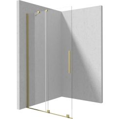 Deante Prizma Begehbare Duschwand 140 cm gold gebürstet/durchsichtiges Glas KTJ_R34R