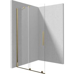 Deante Prizma Begehbare Duschwand 140 cm gold Glanz/durchsichtiges Glas KTJ_Z34R