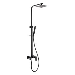 Invena Paros Badewannen- und Duschset Wandmontage mit Regenbrause schwarz AU-33-B04