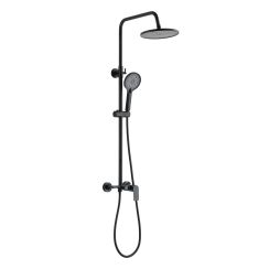 Invena Rikia Duschset Wandmontage mit Regenbrause schwarz AU-24-B04