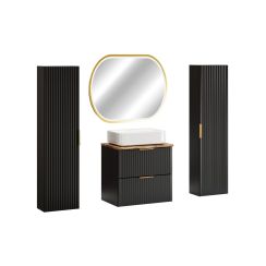 Set Spiegel Comad Apollo 2 LUSTRO APOLLO 2 900X700, Kabinett Comad Adel Black ADEL BLACK 80-01-B-1D, ADEL BLACK 82-60-B-2S, UM-6289MAGIC50DP, NATURE WOTAN 89-60-46 M