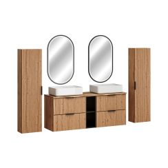 Set Spiegel Comad Apollo 2 LUSTRO LED CZARNE APOLLO 2 900X500, Kabinett Comad Adel Oak ADEL OAK 82-60-B-2S, ADEL OAK 80-01-B-1D, NATURE WOTAN 89-140-46 M, UM-6289MAGIC50DP, XILO BLACK 81-01-A