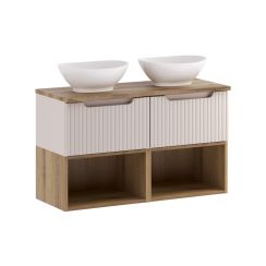 Set Kabinett Comad Nova Cashmere NOVA CASHMERE 82-50-40-1S, Naphtha-Arbeitsplatte Comad Nature Coast Evoke NATURE COAST EVOKE 89-100-40 M, COAST EVOKE UN 81-50-29, UN-LOLA-GW