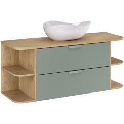 Set Unterschrank Comad Aster Green ASTER GREEN 82-80-46-2S, Naphtha-Arbeitsplatte Comad Ovalia Cremona OVALIA CREMONA 89-120-46 M, CLOUD FREE WHITE ( E-6588 ), CREMONA UN 81-20-44 SM