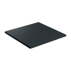 Omnires Aquarock Quadratische Duschwanne mit Abdeckung 80x80 cm schwarz AQUAROCK80-KBLV