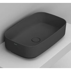 Ceramica Dolomite Waschbecken 62x38 cm rechteckig Aufsatzwaschbecken schwarz matte D311081