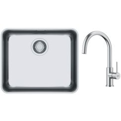 Set Küchenarmatur Franke Smart Glenda 115.0747.473, Edelstahlspüle Franke Aton 122.0204.649