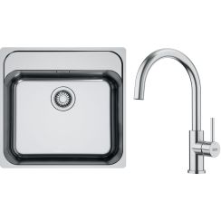 Set Edelstahlspüle Franke Smart SRX 127.0720.295, Küchenarmatur Franke Smart Glenda 115.0747.473