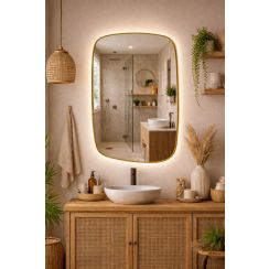 Baltica Design Stone Calm Spiegel 60x90 cm mit Beleuchtung gold 5904107932651