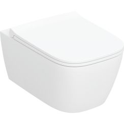 Geberit Smyle Square WC-Becken mit Absenkautomatik-Sitz hängend Spülrandlos mit Wirbelspülung weiß Glanz 503.171.00.1