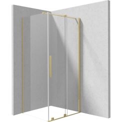 Deante Prizma Duschkabine 100x80 cm rechteckig gold gebürstet/durchsichtiges Glas KPNRP10S08