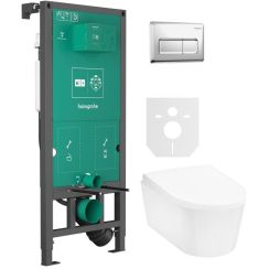 Set WC-Becken Hansgrohe EluPura S 60193450, Unterputzrahmen Hansgrohe iFrame universal 01022180, 60148450, 66001000