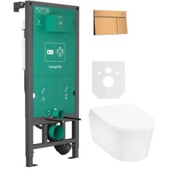 Set Betätigungsplatte Hansgrohe Element E 66003140, WC-Becken Hansgrohe EluPura S 60193450, 01022180, 60148450
