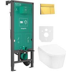 Set Betätigungsplatte Hansgrohe Element E 66003990, WC-Becken Hansgrohe EluPura S 60193450, 01022180, 60148450