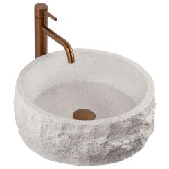 Rea Alice Waschbecken 38.5x38.5 cm rund Aufsatzwaschbecken braun/beige REA-U3501