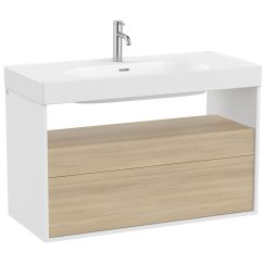 Roca Meridian Badschrank 100x46x56.5 cm Unterschrank hängend weiß-eiche A858108607