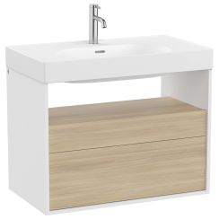Roca Meridian Badschrank 80x46x56.5 cm Unterschrank hängend weiß-eiche A858107607