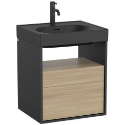 Roca Meridian Unterschrank 55x46x56.5 cm Unterschrank hängend schwarz-eiche A858105608