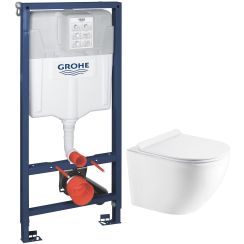 Set Unterputzrahmen Grohe Solido 39069000, WC-Becken mit Absenkautomatik-Sitz Hagser Beno HGR14000042