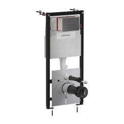 Omnires Eco Flush Set WC-Vorwandelement mit Betätigungsplatte in der hängenden Schüssel STFWCECO1R45-RAT