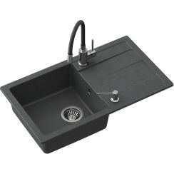 Quadron Ready Max Waschbecken mit Wasserhahn und Spender schwarz/stahl LA_TQ7744RMCZ
