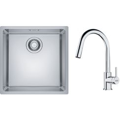 Set Edelstahlspüle Franke Maris 122.0543.995, Küchenarmatur Franke Lina 115.0693.229
