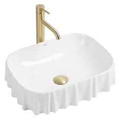 Rea Atria Waschbecken 48x37 cm rechteckig Aufsatzwaschbecken weiß glanz REA-U3503
