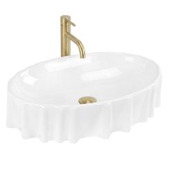Rea Aurelia Waschbecken 59x38 cm oval Aufsatzwaschbecken weiß glanz REA-U3504