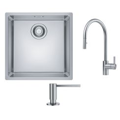 Set Küchenarmatur Franke Eos 115.0590.045, Edelstahlspüle Franke Maris 122.0543.995, 112.0717.084