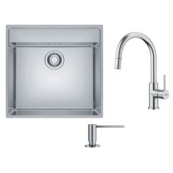 Set Edelstahlspüle Franke Maris 127.0544.022, Küchenarmatur Franke Smart Glenda 115.0747.474, 112.0717.084