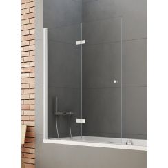 New Trendy New Soleo Badewannenabtrennung 110 cm zweigeteilt chrom Glanz/durchsichtiges Glas P-0083