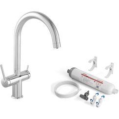 Set Küchenarmatur für Wasserfilter Ferro Filtrata BFT41, Untertisch-Filtersystem mit Filtereinsätzen Ferro Filtrata FFT4-ACAG-SET