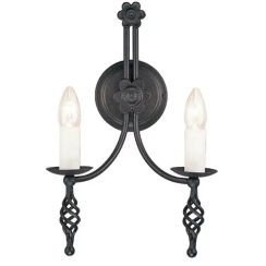 Elstead Lighting Belfry Wandleuchte 2x60 W schwarz BY2-BLACK