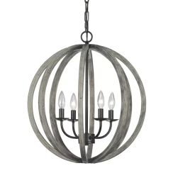 Elstead Lighting Allier Pendelleuchte 4x60 W holz-eisen FE-ALLIER-4P-WW
