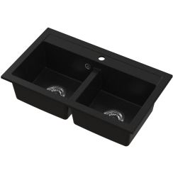 Ruvetti Doblo Granitspüle 75.6x44.7 cm schwarz 3001DO_BC_W