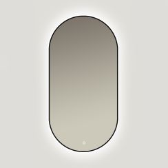 Ars Longa Ambiente Spiegel 50x100 cm oval mit Beleuchtung schwarz LED-AMBIENTE50100-C