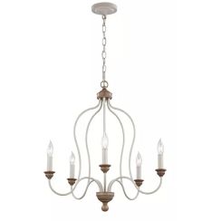 Elstead Lighting Hartsville Pendelleuchte 5x40 W weiß-holz FE-HARTSVILLE5