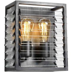 Elstead Lighting Louvre Wandleuchte 2x60 W grau LOUVRE2