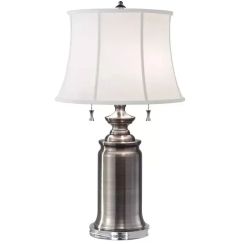 Elstead Lighting Stateroom Tischlampe 2x60 W weiß-nickel FE-STATEROOM-TL-AN