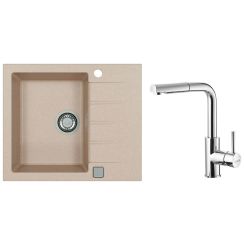 Set Granitspüle Alveus Cadit 1132018, Küchenarmatur Alveus Siros 1129047