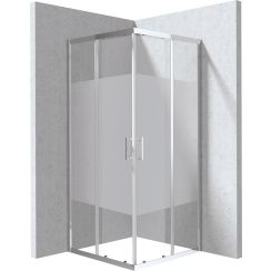 Deante Funkia Evo Duschkabine 80x80 cm quadratisch chrom Glanz/Glas mit Muster KYC_0E88P